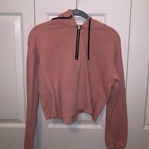 Garage pink cropped hoodie with zipper